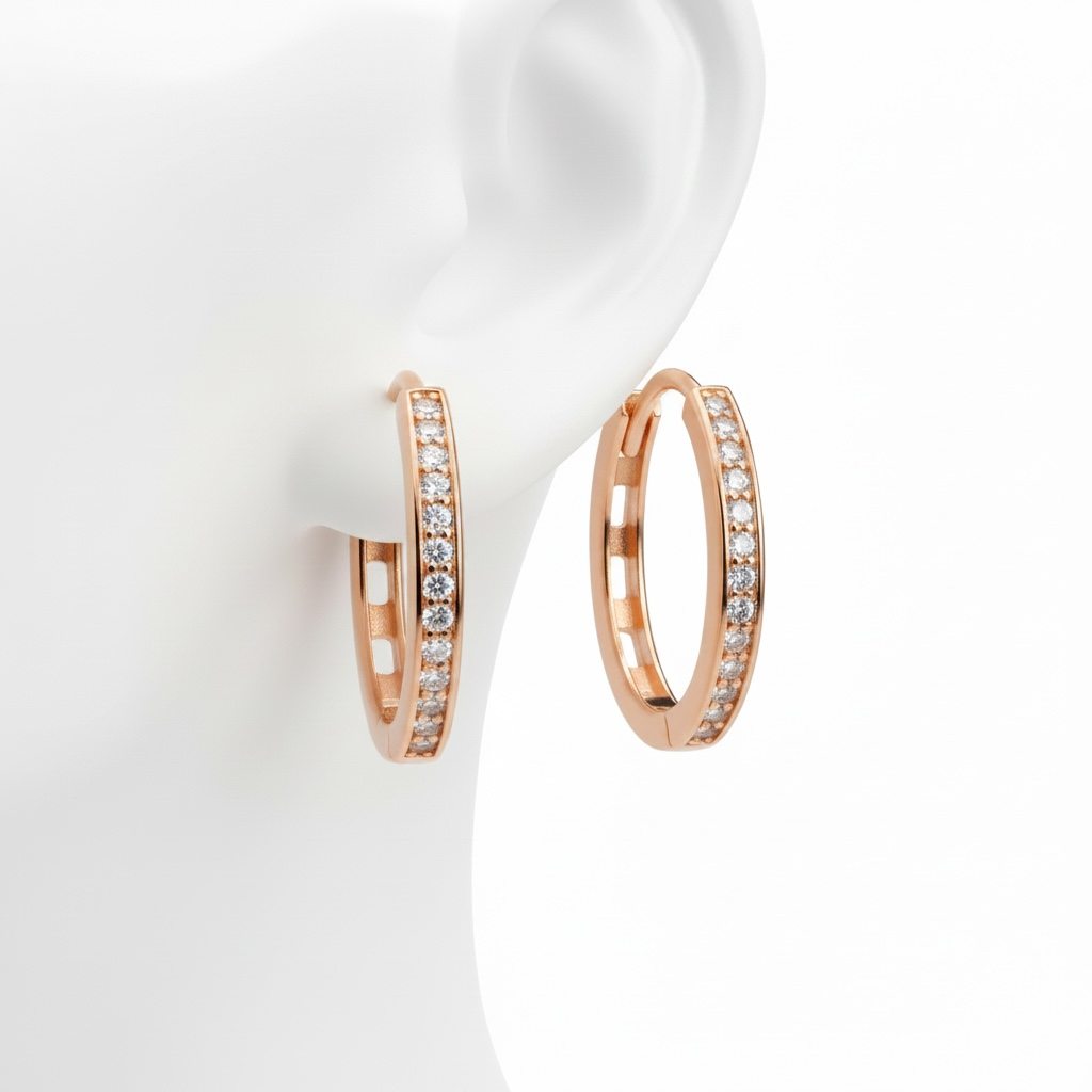 Rose Gold Earrings with Zirconia stones