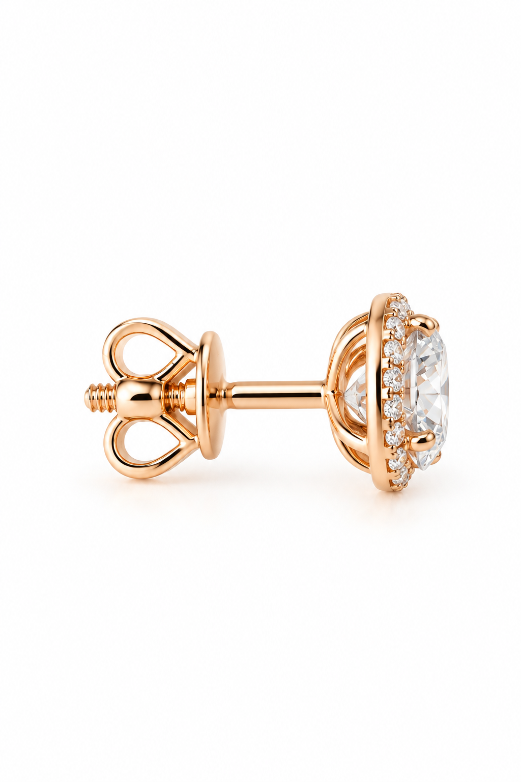 Stud Earrings Rose Gold 585(14K) with Zirconia stones