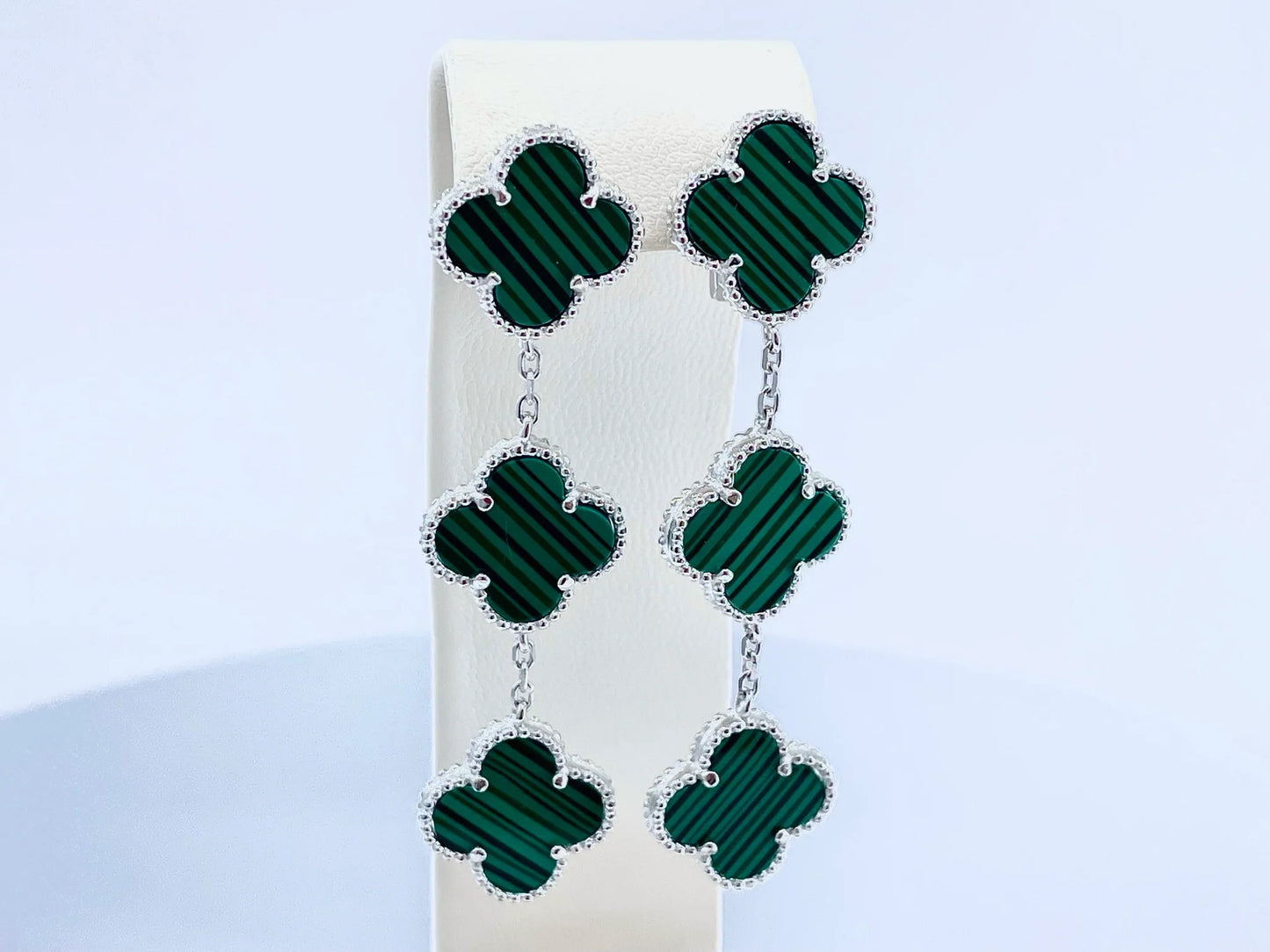 Silver Triple Clover Dangle Earrings