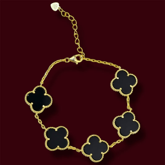 Bracelet Silver 925 Yellow Gold Plated Clover