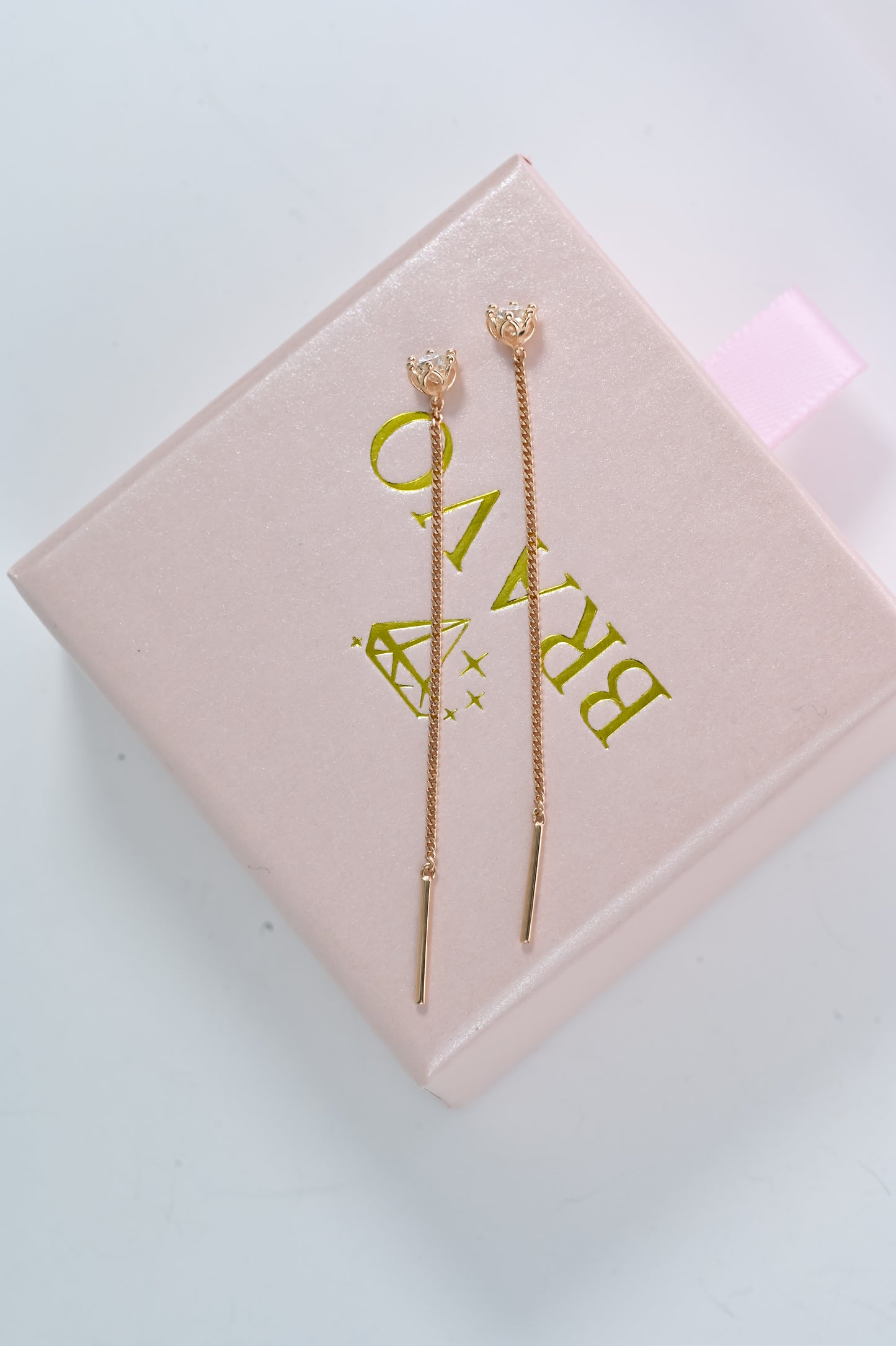 Thread Earrings with Zirconia stones