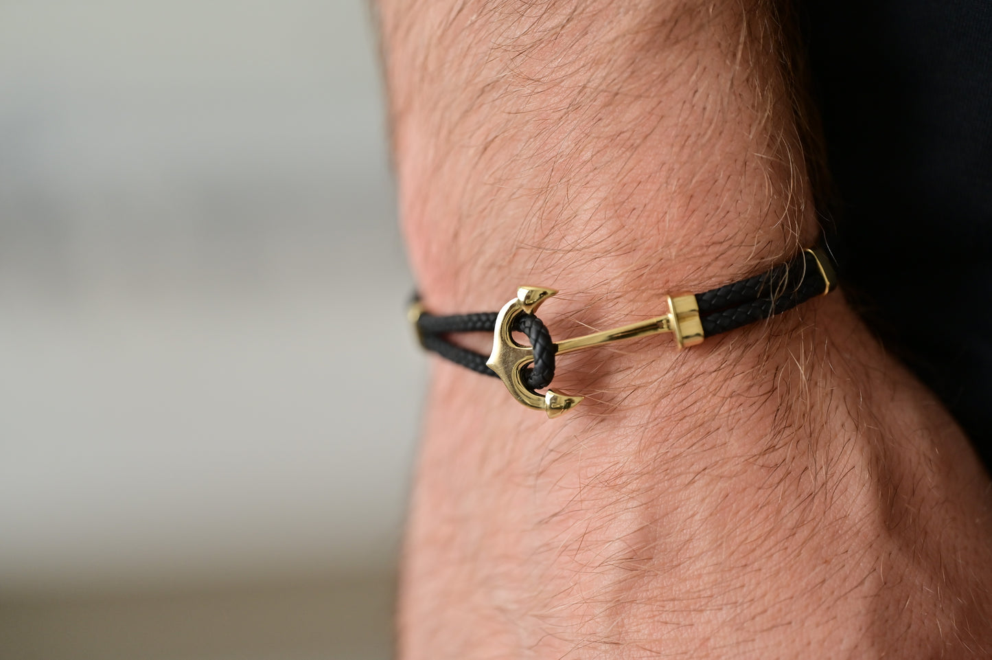 Black Leather Bracelet for Men