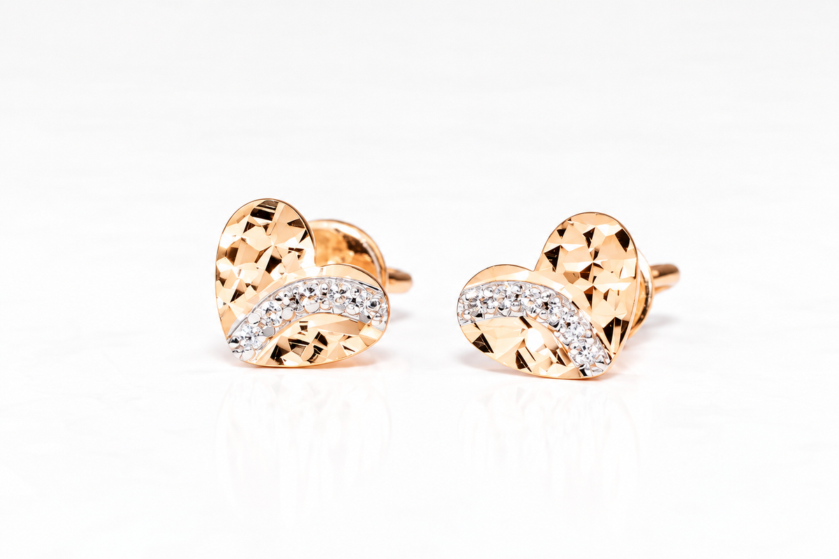Rose Gold Stud Earrings Hearts