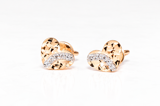 Rose Gold Stud Earrings Hearts