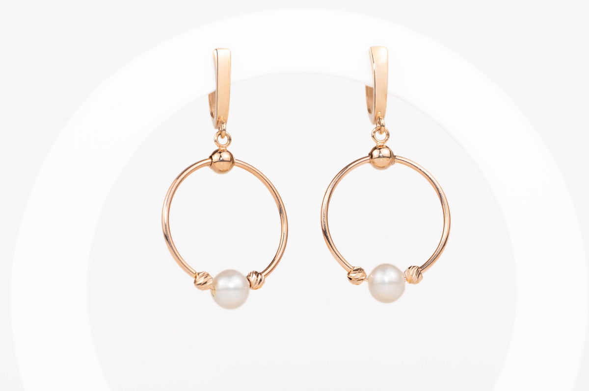 Rose Gold Earrings Pearl