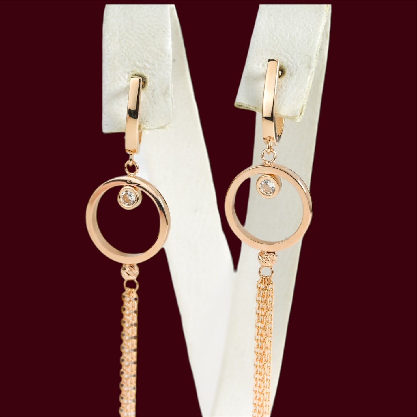 Dangle Earrings Rose Gold with Zirconia stones