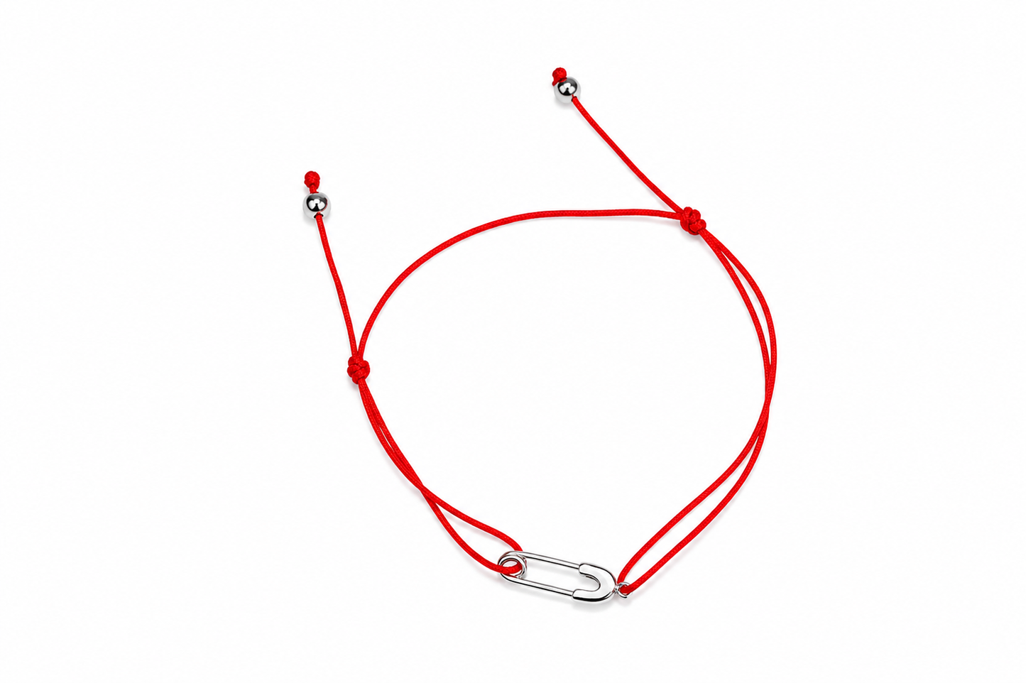 Silver Red Thread Bracelet Pin