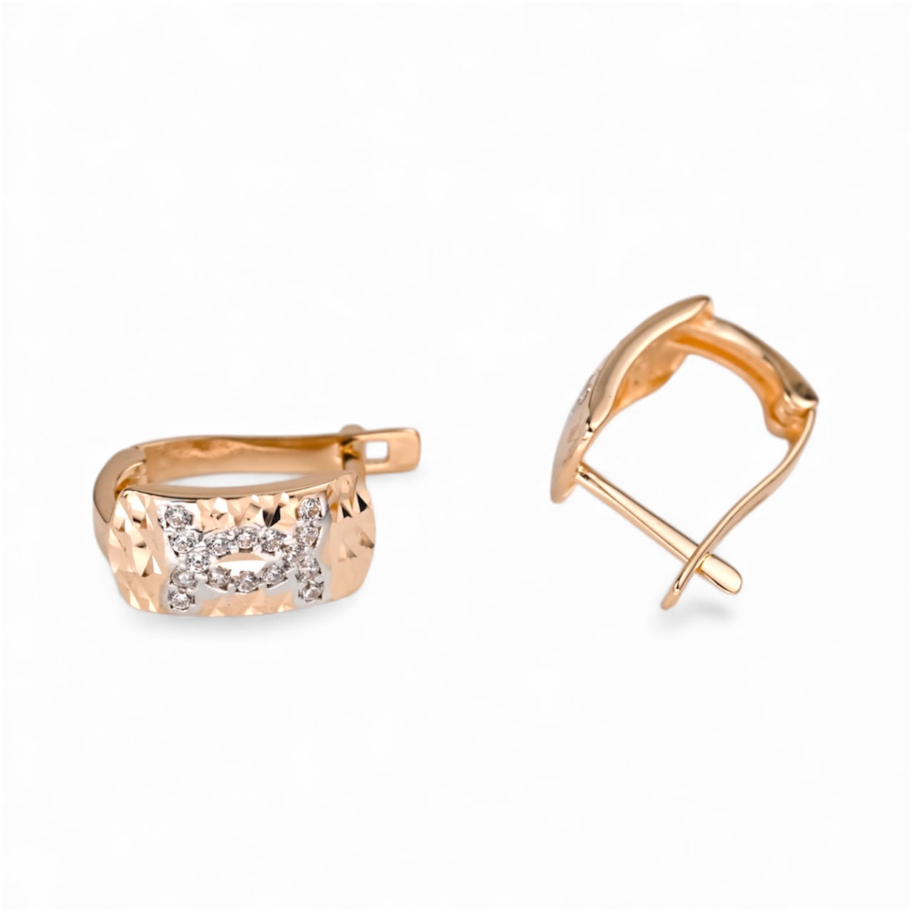 Rose Gold Earrings with Zirconia stones