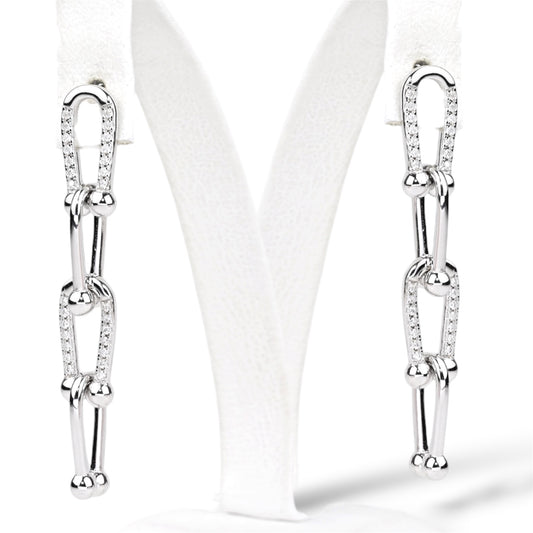 Silver Earrings Chain Studs