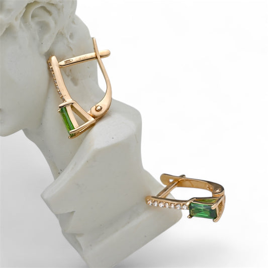 Earrings with Green zirconia stones