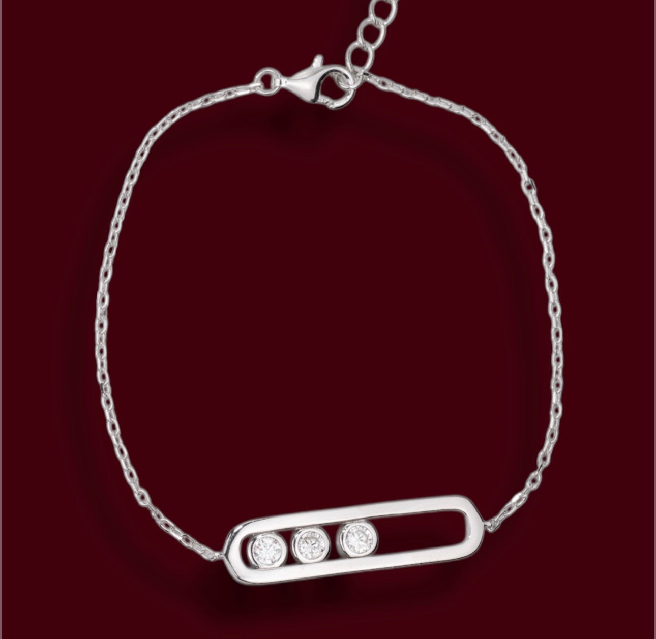 Silver Bracelet with movable stones