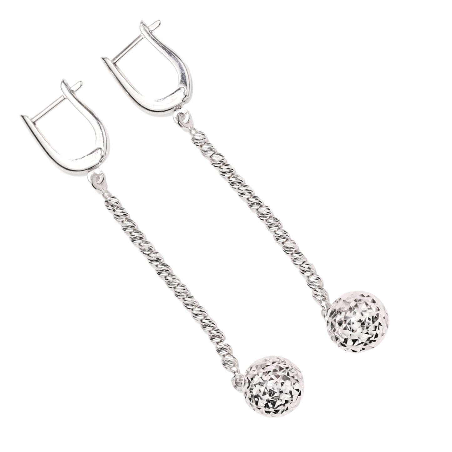 Sterling Silver Long Ball Earrings