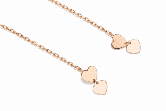 Thread Earrings Hearts Rose Gold 585(14K)