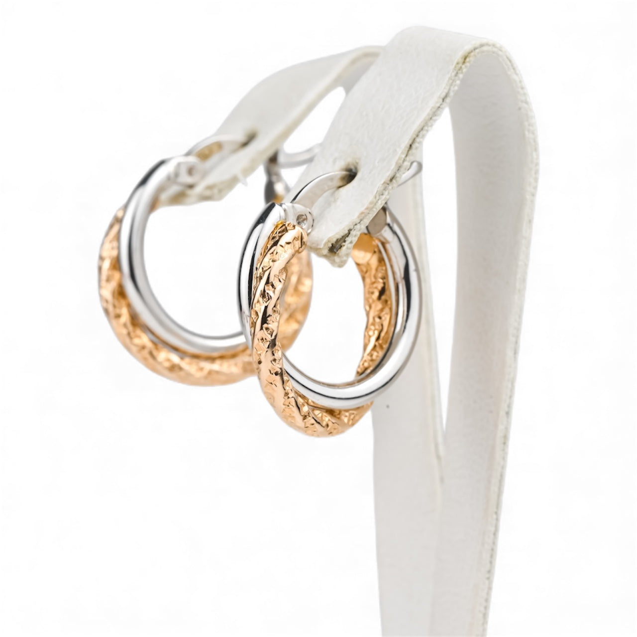 Hoops Earrings White and Rose Gold