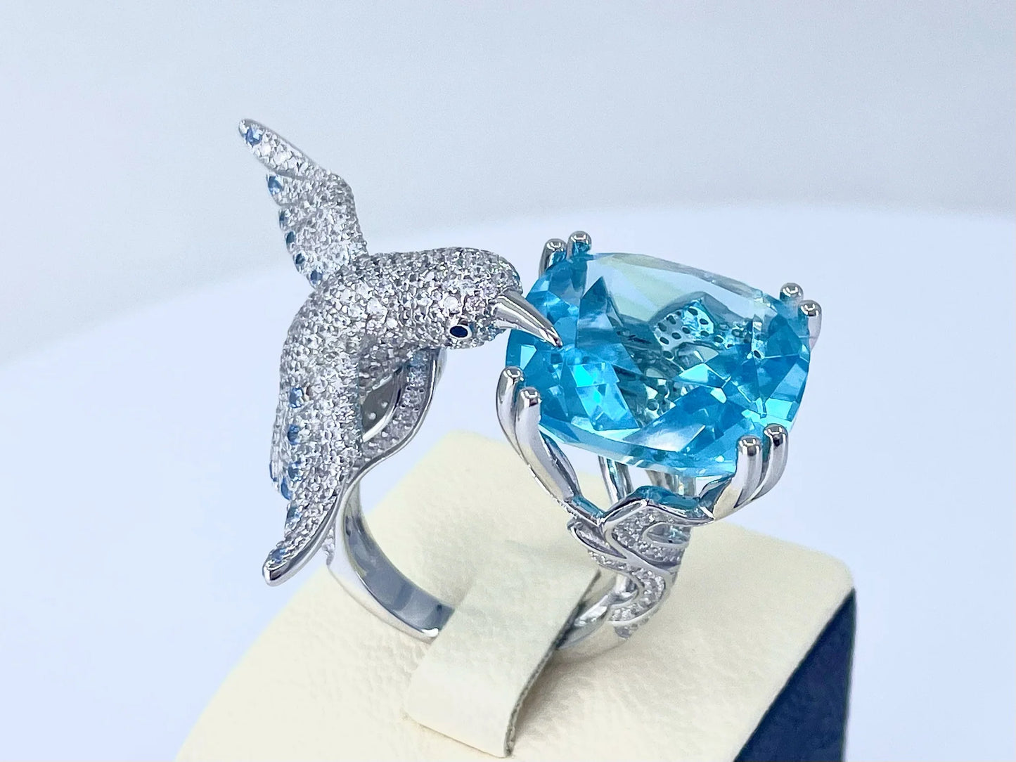 Silver Yellow/Blue Bird Ring