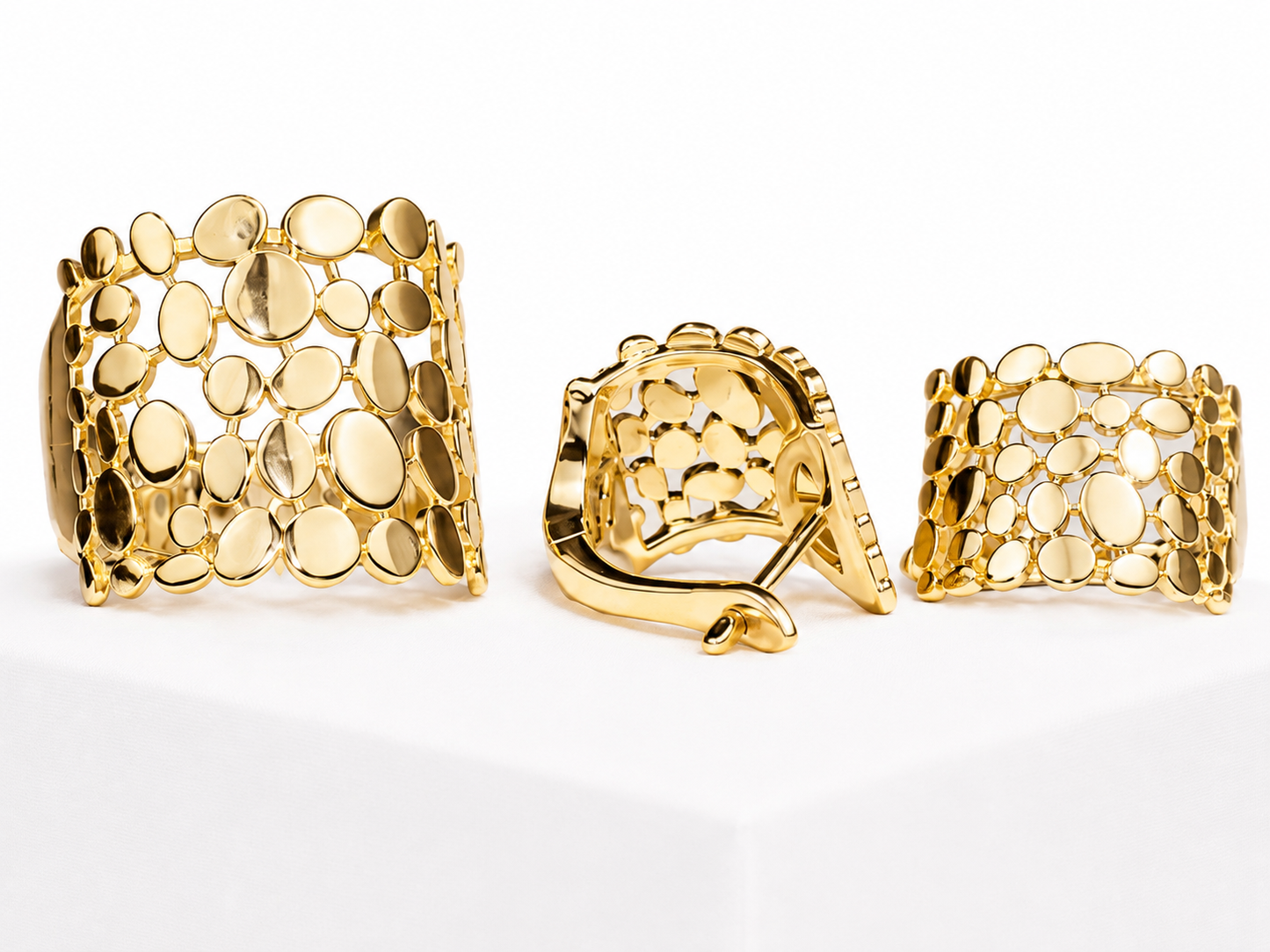 Silver Yellow Gold Plated Set (Earrings & Ring)