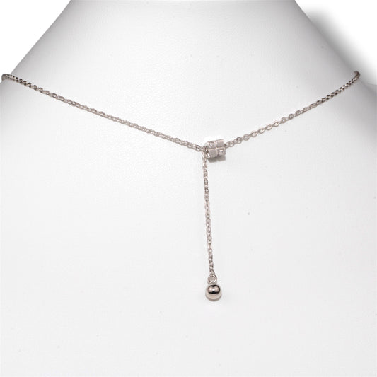 Cubic Zirconia Cube Silver Necklace