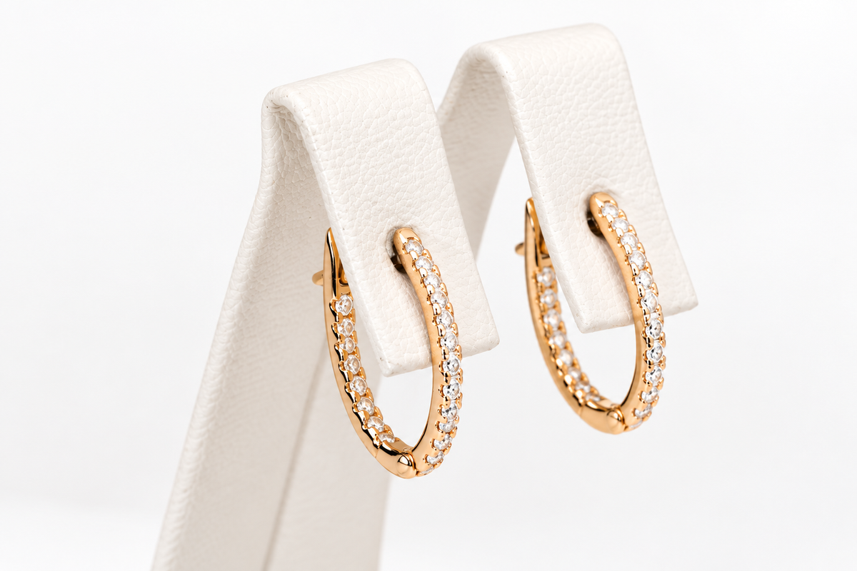 Rose Gold Earrings with Zirconia stones