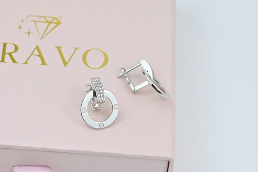 Earrings White Gold Circle with Zirconia stones