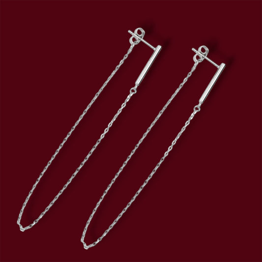 Silver Threads Earrings Stud lock