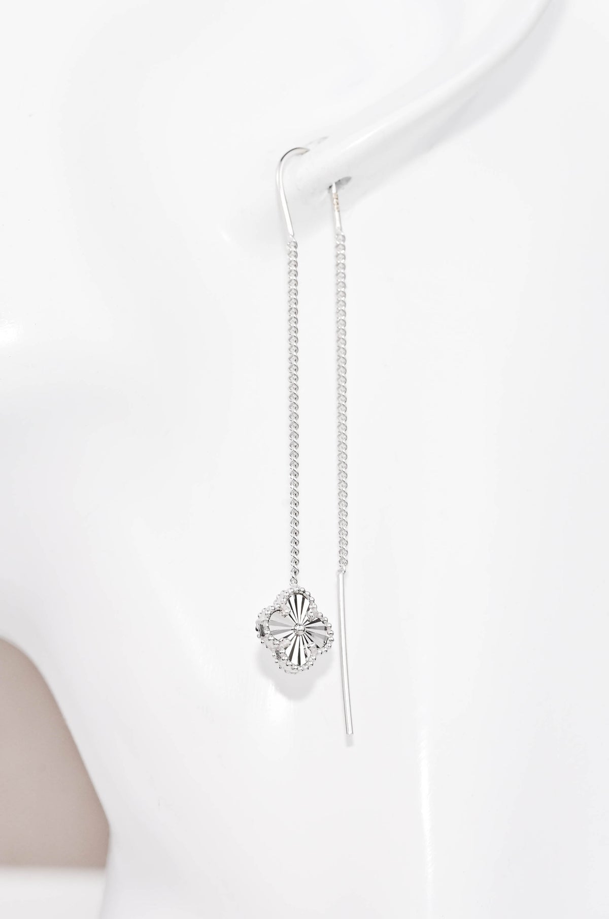 Silver Thread Earrings Clover