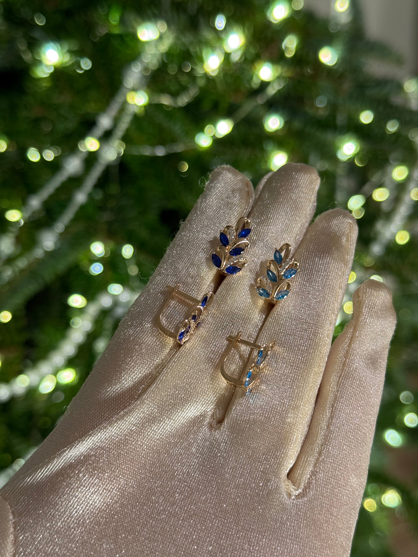 Kids Earrings Dark Blue Zirconia stones