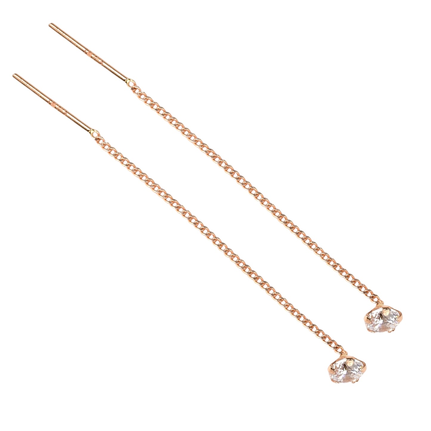 Thread Earrings Rose Gold with Zirconia stones