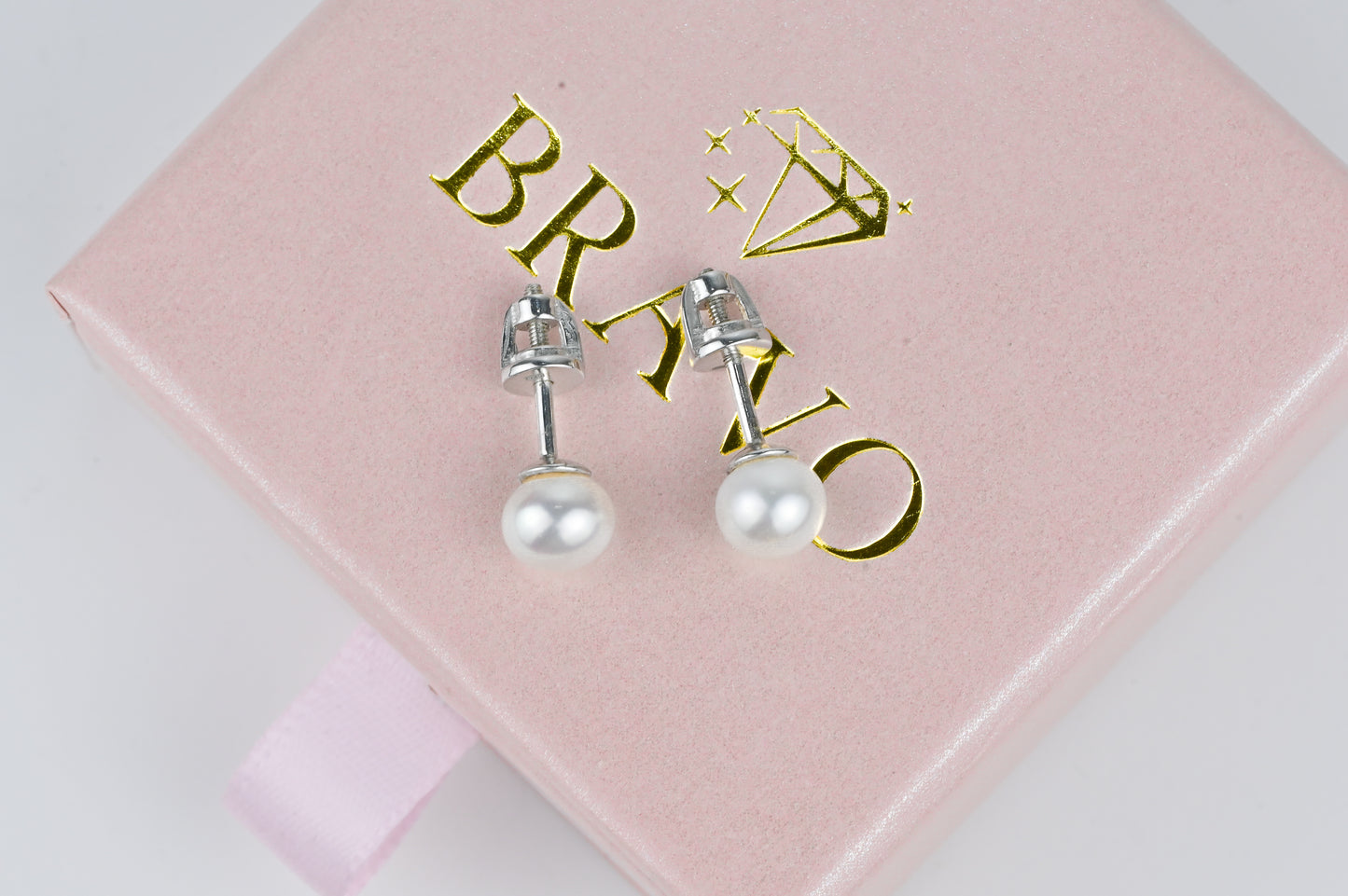 Silver Stud Earrings with Pearls