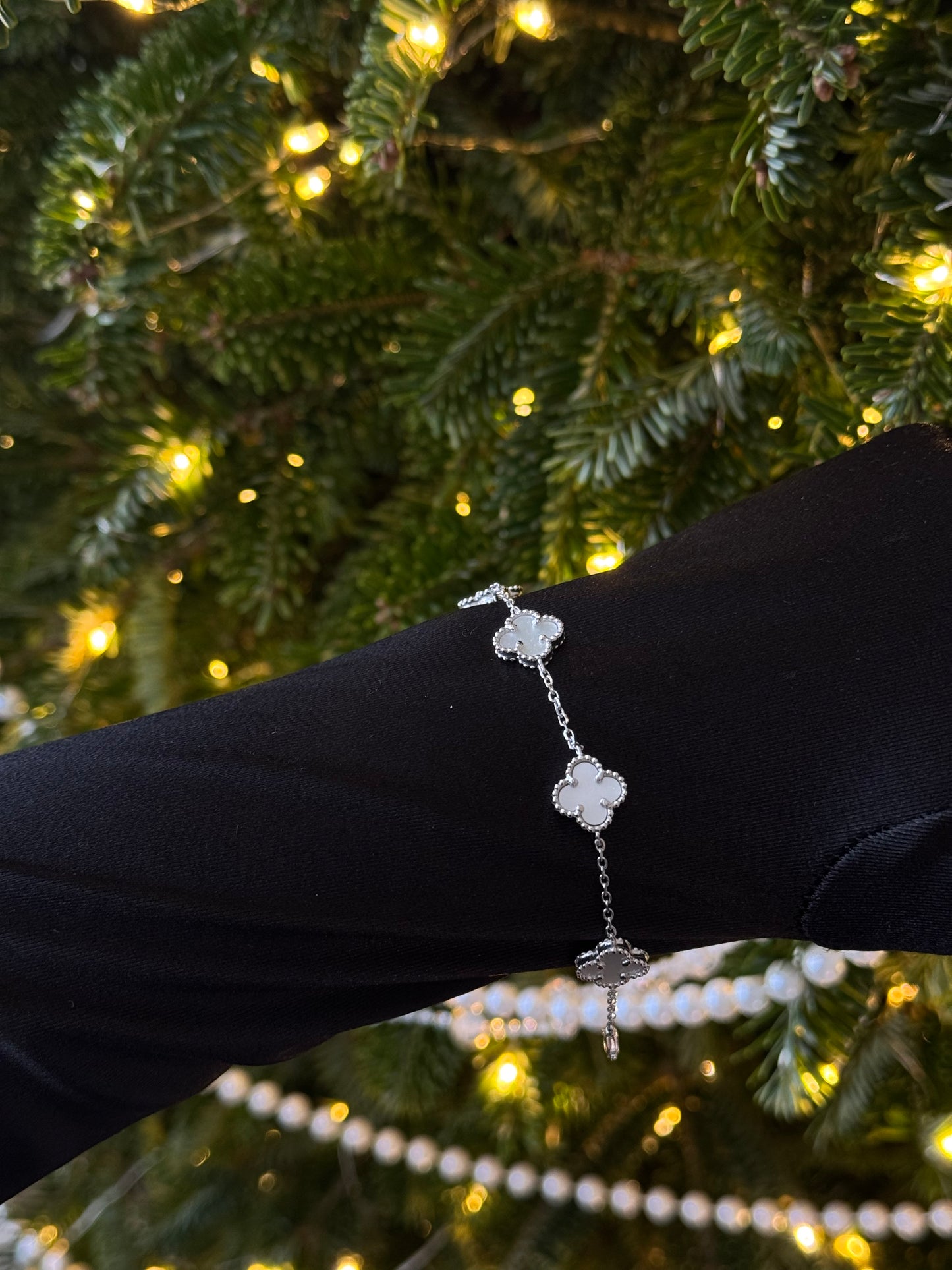 Silver Bracelet Clover Mother of Pearl