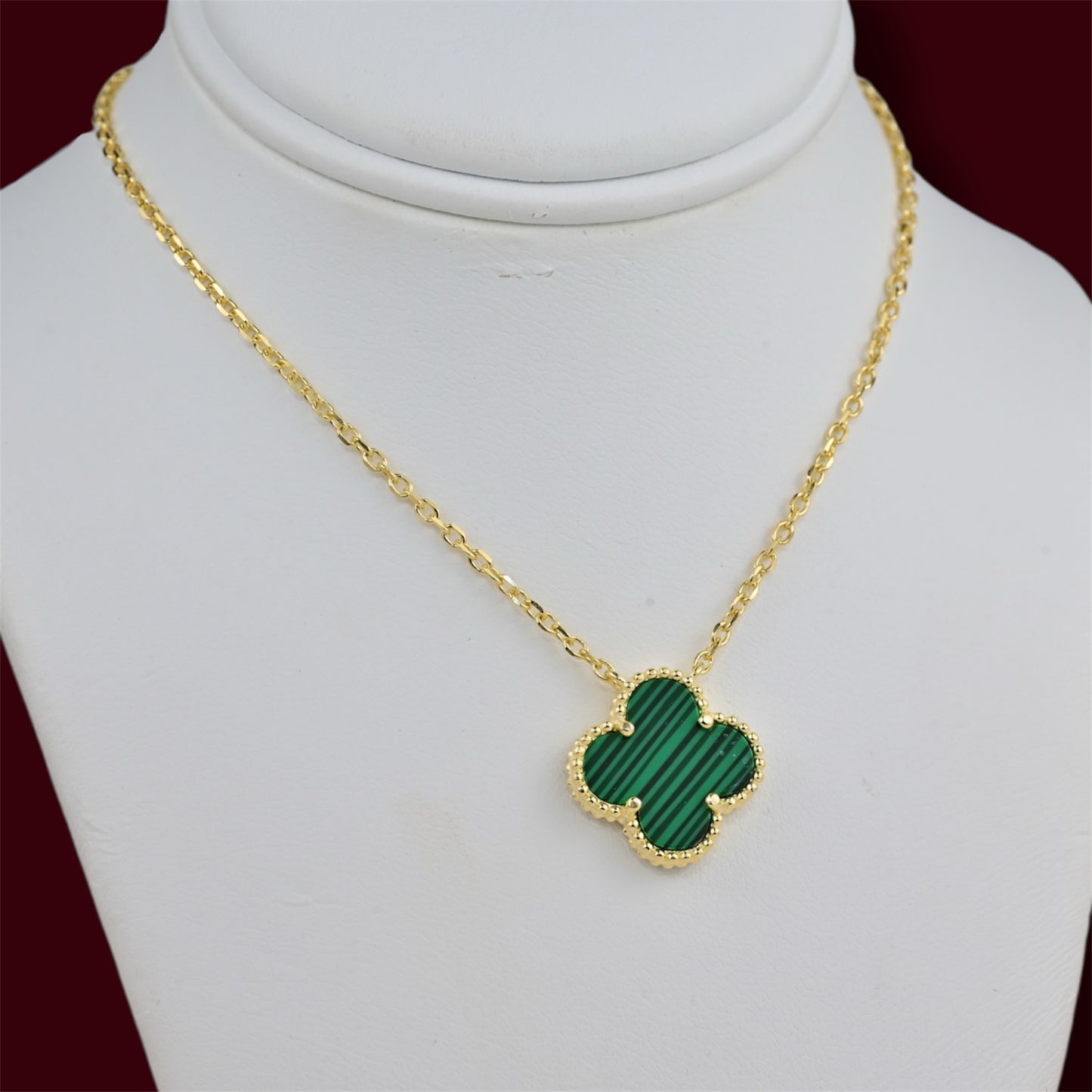 Necklace Silver 925 Yellow Gold Plated Clover Pendant