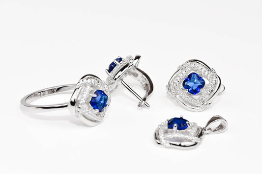 Silver Set Blue Zirconia stones