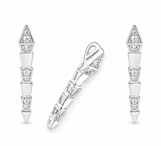 Silver Set Snake (Earrings & Pendant)