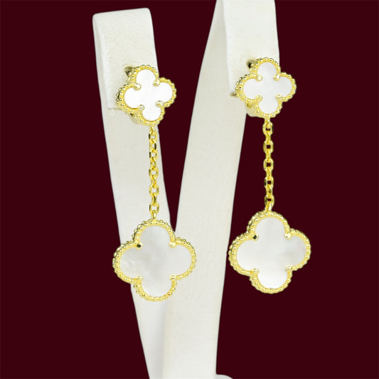 Silver 925 Gold Plated Clover Earrings