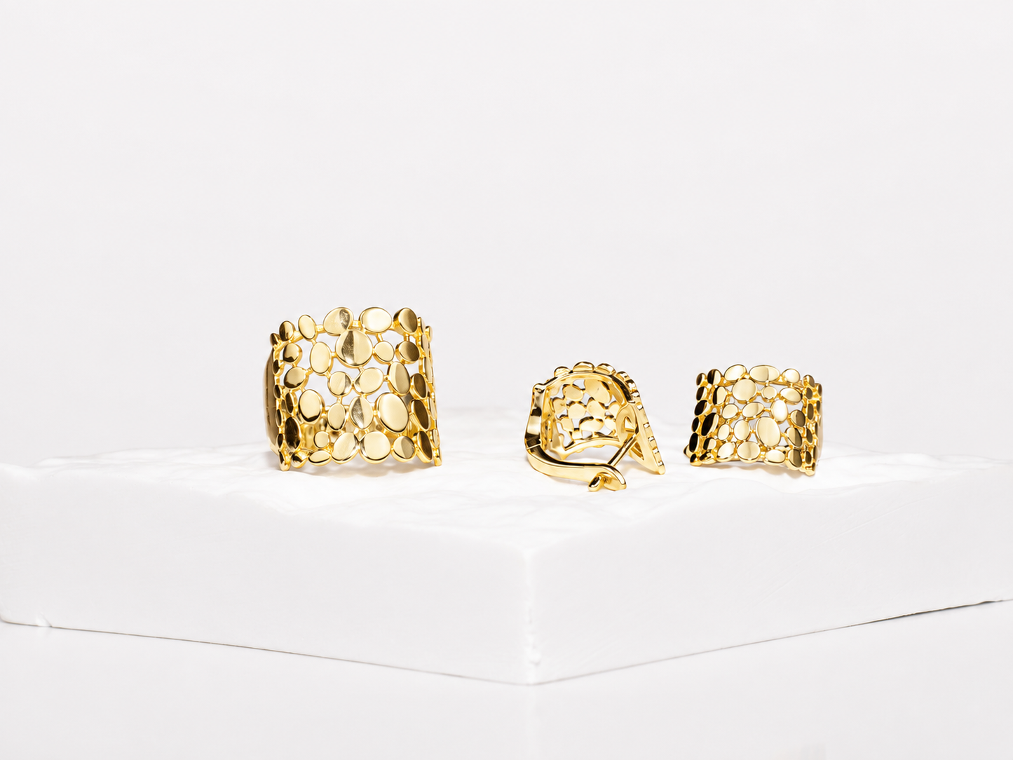 Silver Yellow Gold Plated Set (Earrings & Ring)