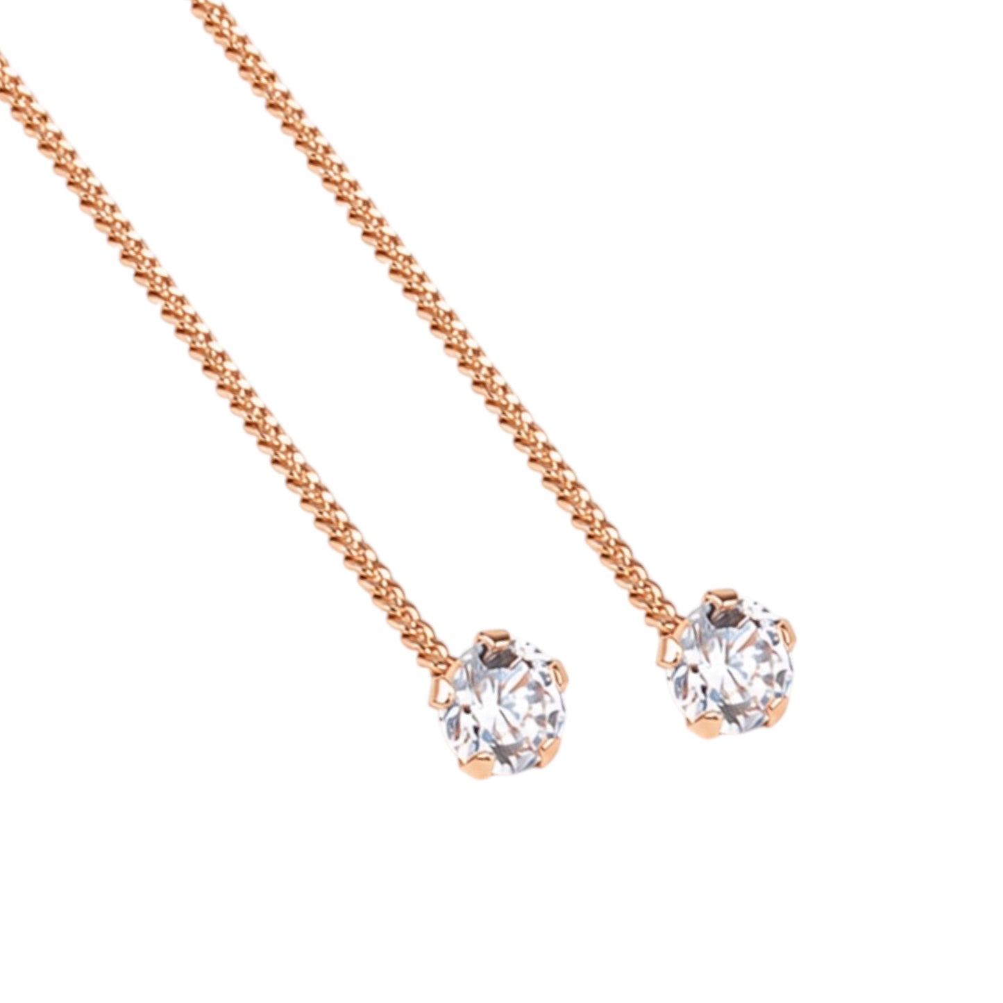 Thread Earrings Rose Gold with Zirconia stones