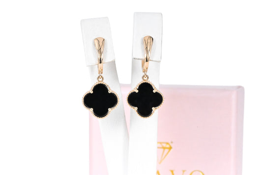 Dangle Clover Earrings Onyx