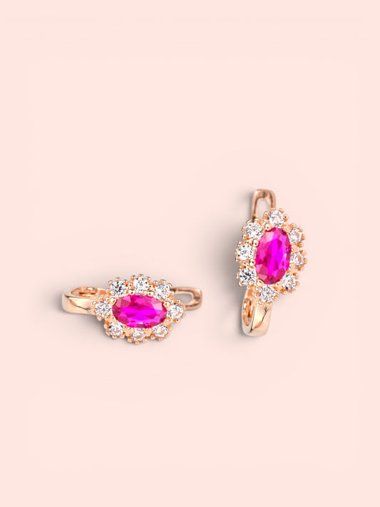 Kids Earrings Pink Zirconia stones