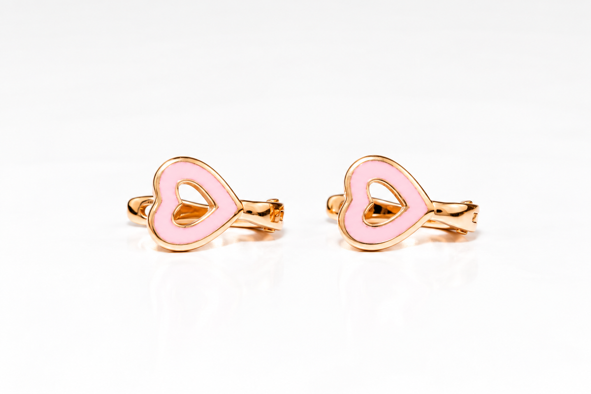 Kids Earrings Rose Gold 585(14K) Pink Hearts