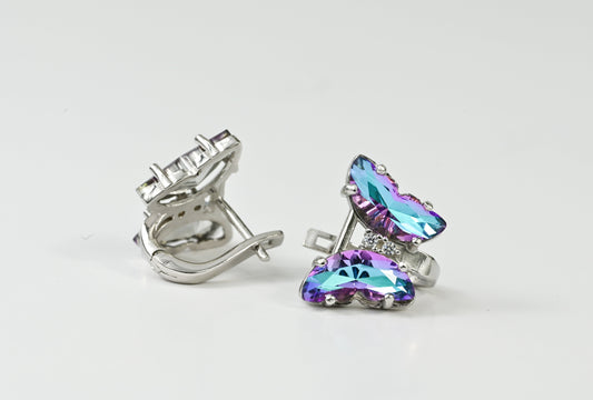 Silver Earrings Butterfly