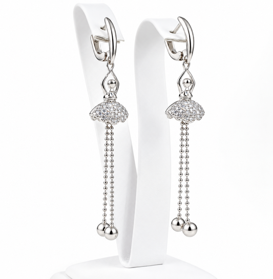 Silver Dangle Earrings Ballerina