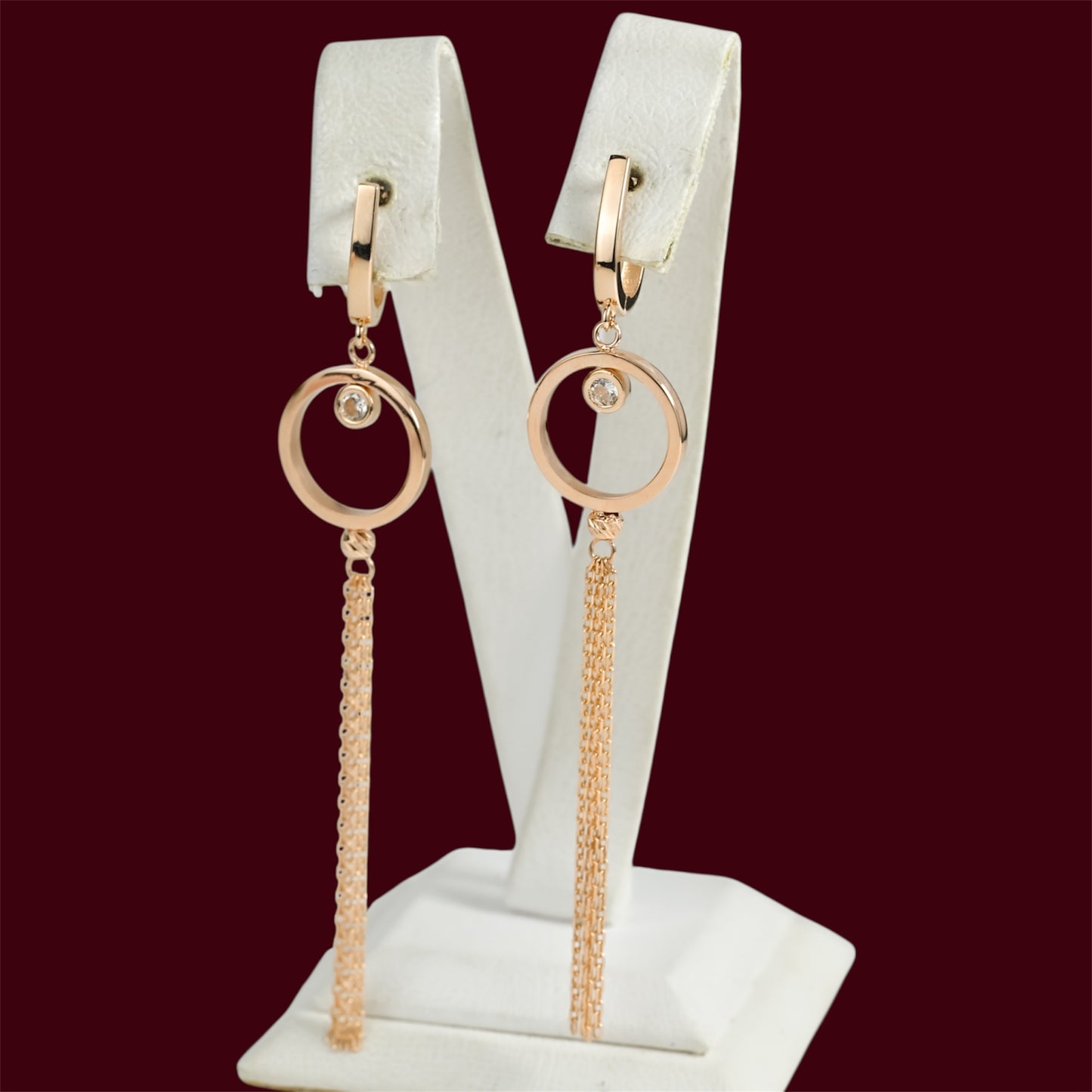 Dangle Earrings Rose Gold with Zirconia stones