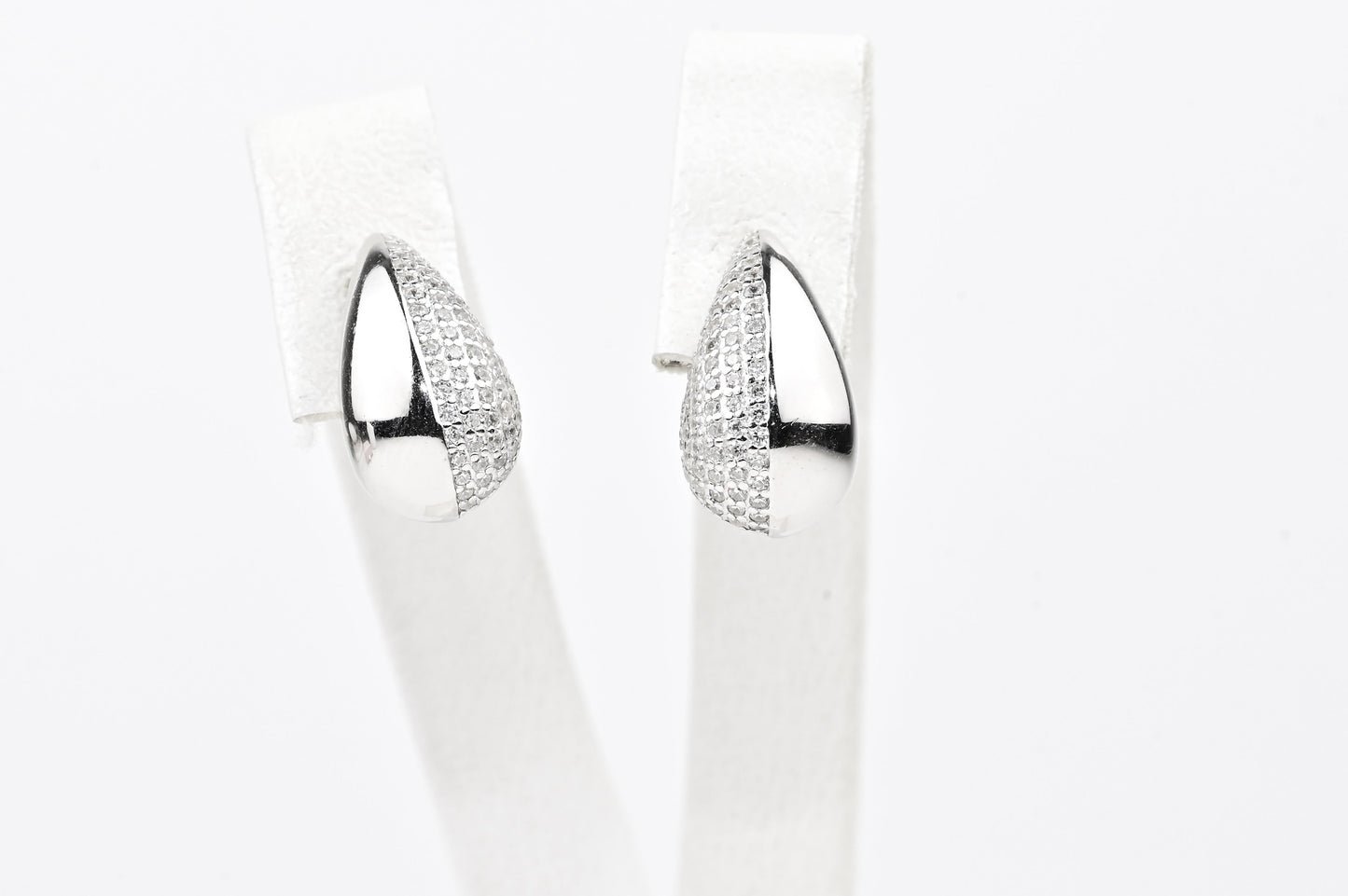 Stud Silver Earrings Drop with Zirconia stones