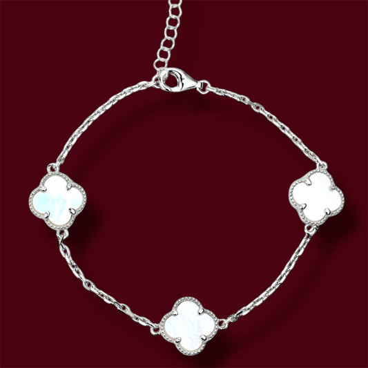 Silver Bracelet Clover Mother of Pearl