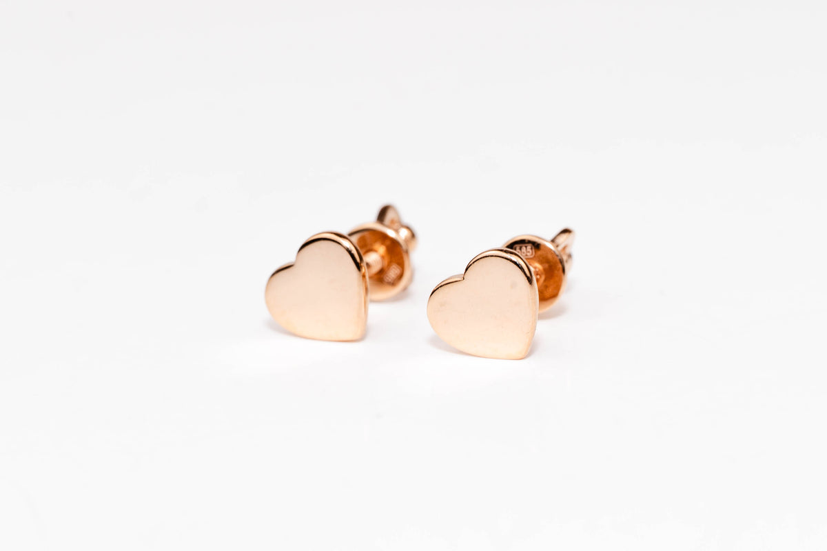 Rose Gold Stud Earrings Hearts