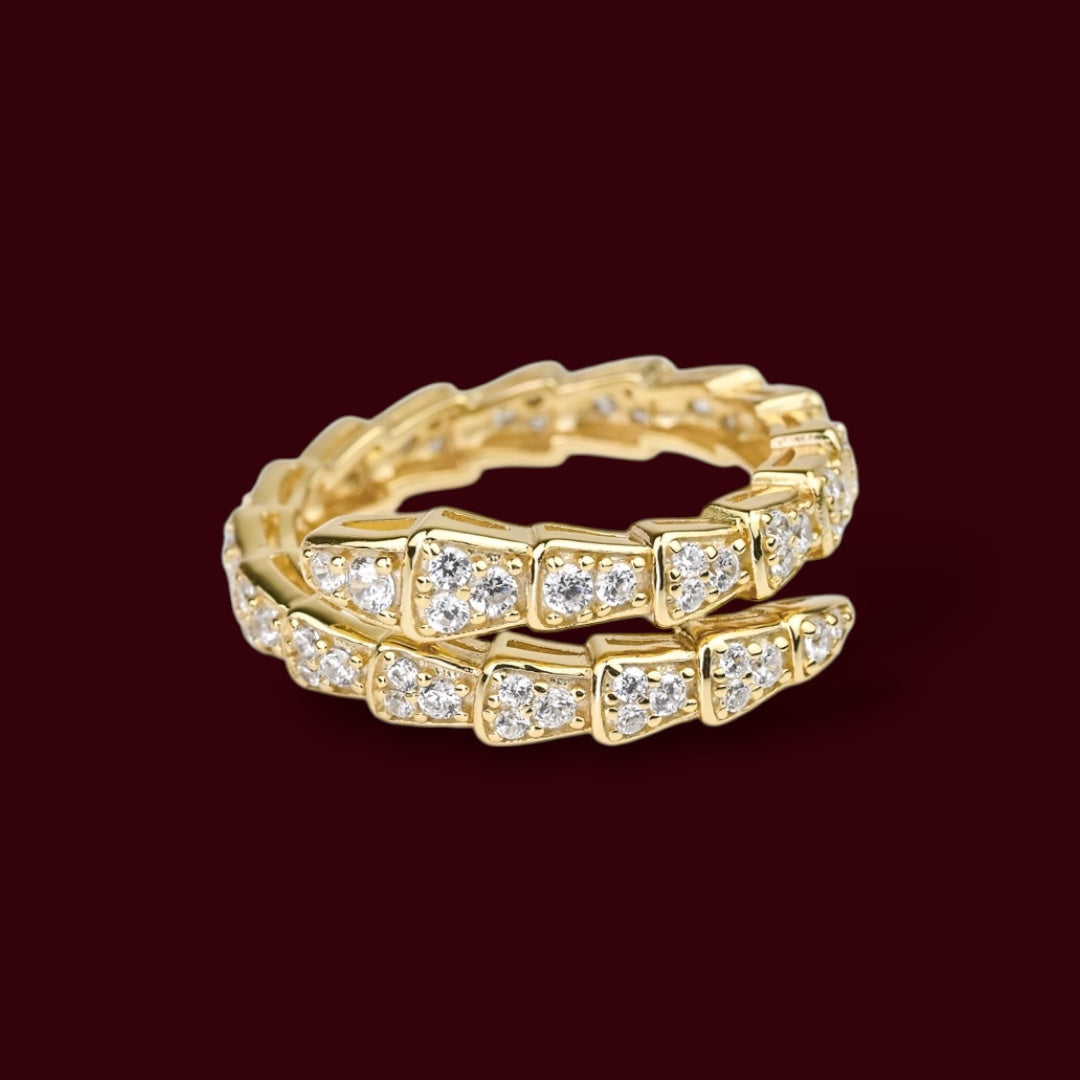 Silver 925 Gold Plated Set Snakes (Earrings, Ring, Pendant)