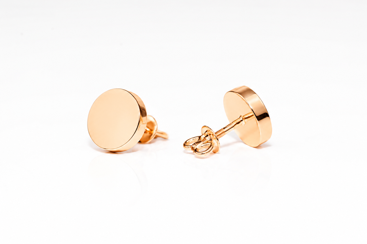 Rose Gold Stud Earrings Circle