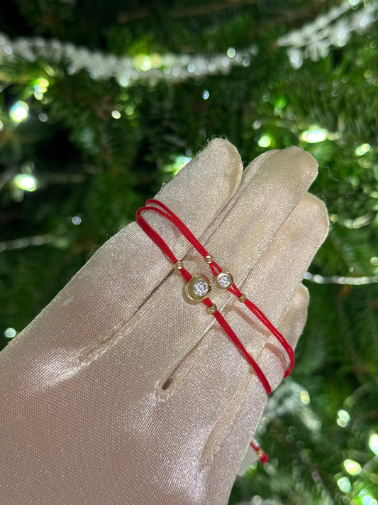 Bracelets Red Thread with Zirconia stone Yellow and Rose Gold