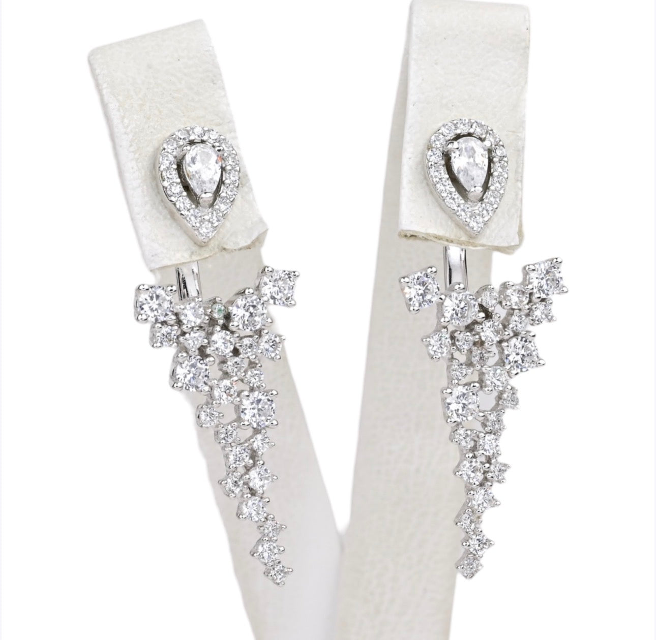 Silver Transformer Earrings with Zirconia stones