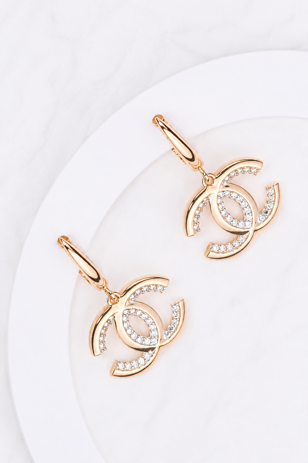 Dangle Earrings Rose Gold 585(14K) with Zirconia stones