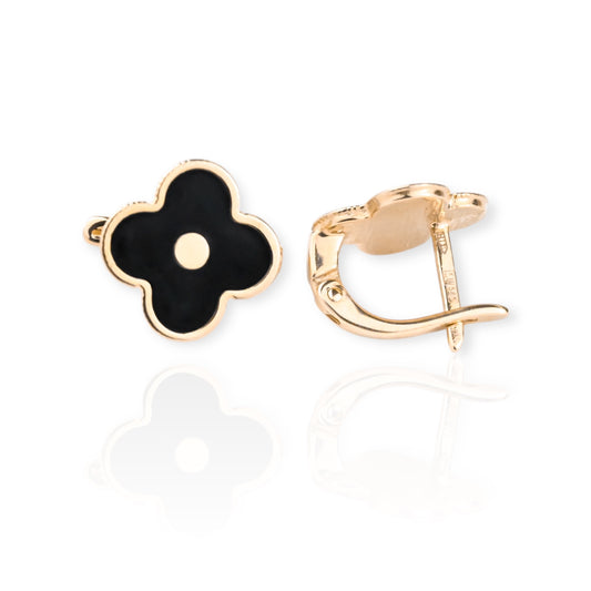 Earrings Flowers with Black Enamel